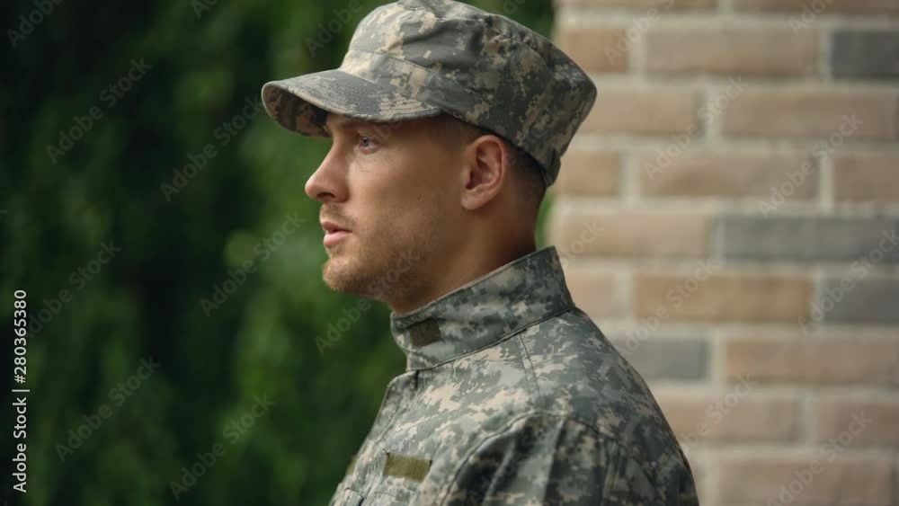 Upset soldier remembering military service, social program to support veterans
