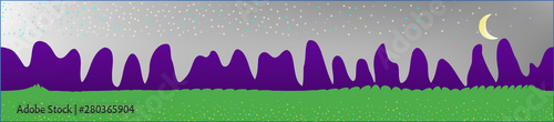 White neutral sky, and mountains landscape. 