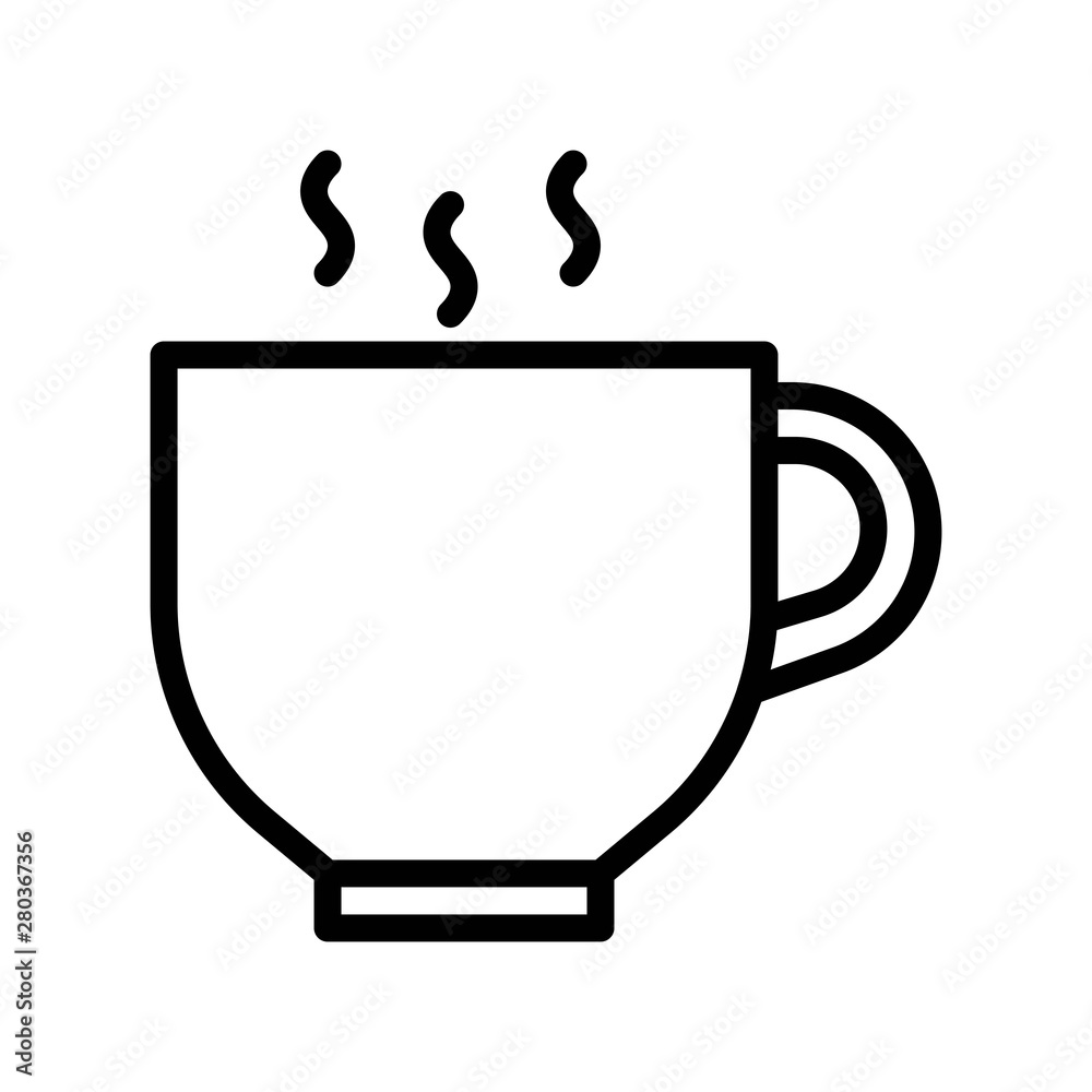hot coffee or tea cup beverage editable outline icon. hot coffee or tea cup beverage editable outline icon.