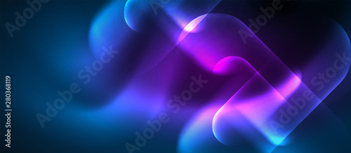 Blue neon round shapes techno background