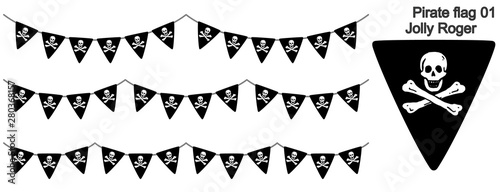 海賊旗（Jolly Roger）のガーラーンドのベクターデータ（bunting garland）