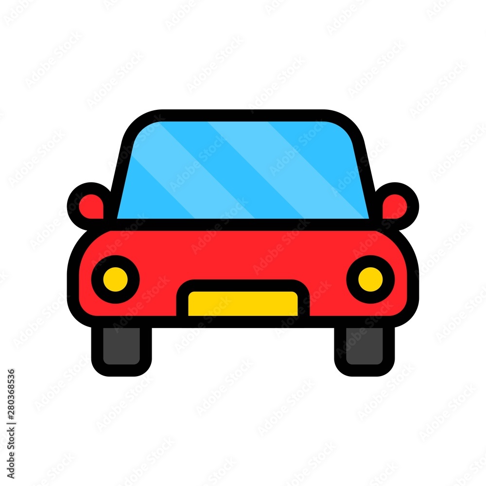 red car filled outline icon editable stroke