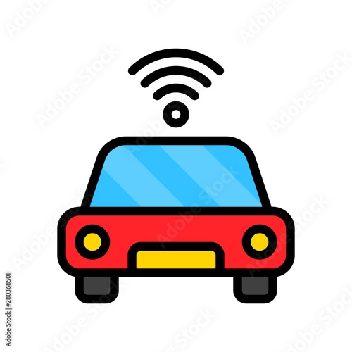 WiFi transmit car filled outline icon editable stroke