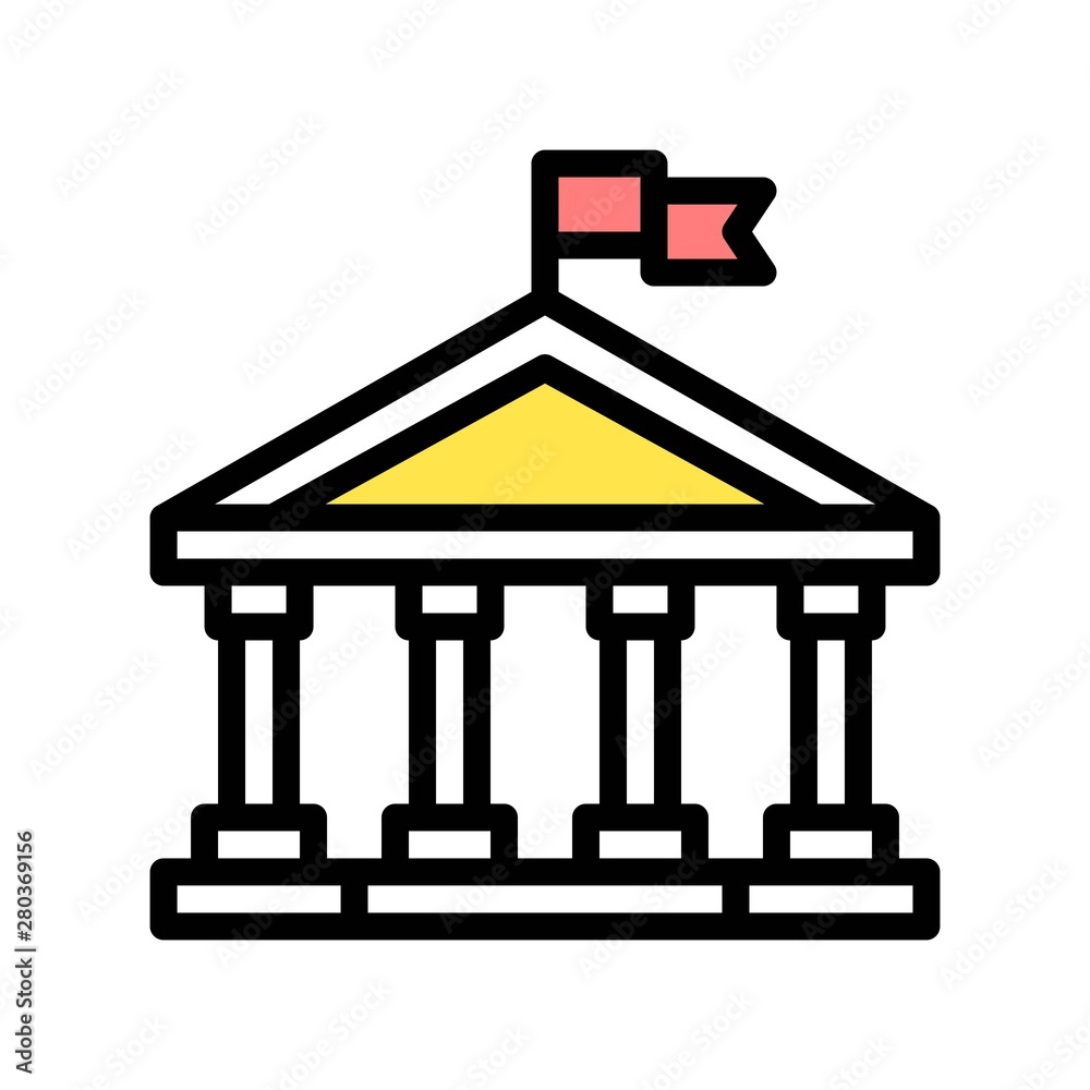 parliament building editable stroke icon of business place in filled design.