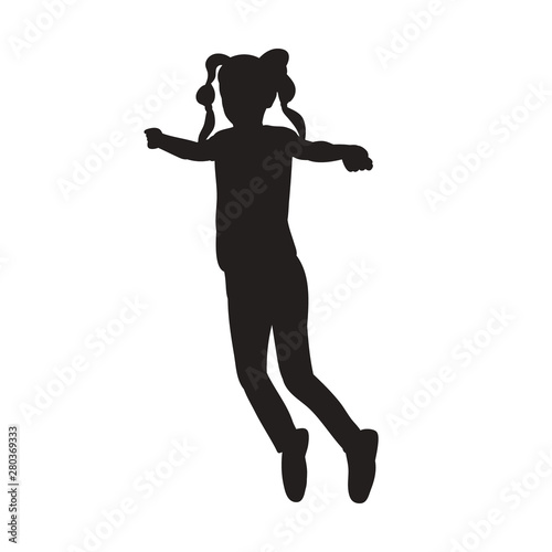 black silhouette child girl rejoices