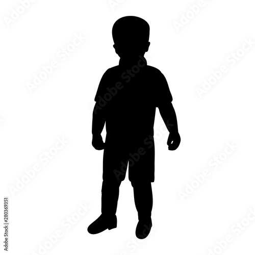 vector, in isolation, black silhouette child boy