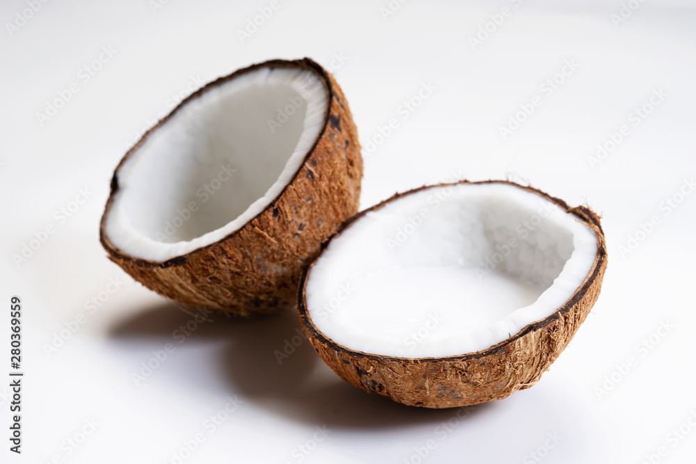Coconut with hard shell and coconut milk
