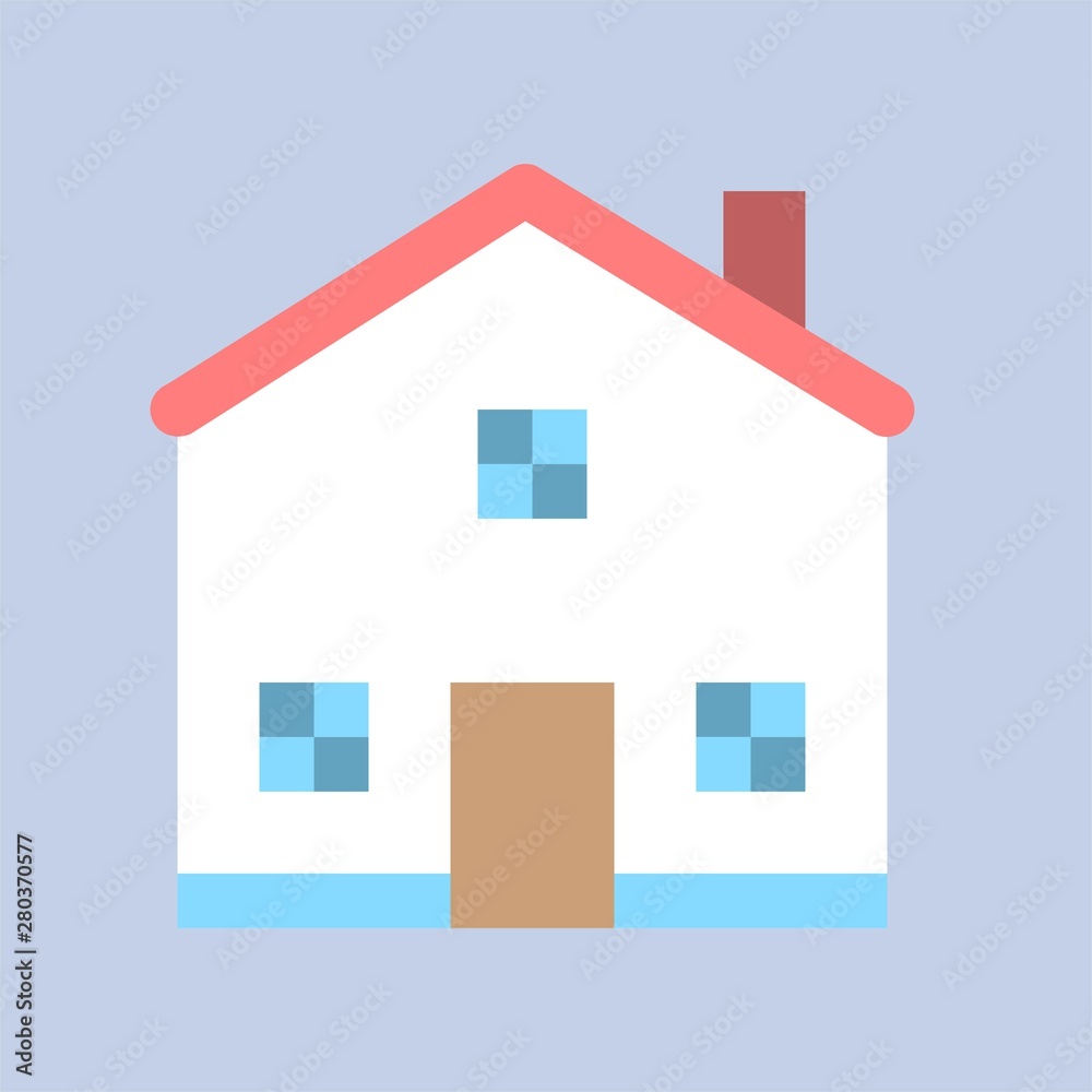 residential house property exterior view building flat design icon. residential house property exterior view building flat design icon.