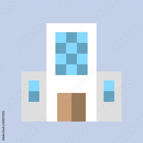 residential house property exterior view building flat design icon.