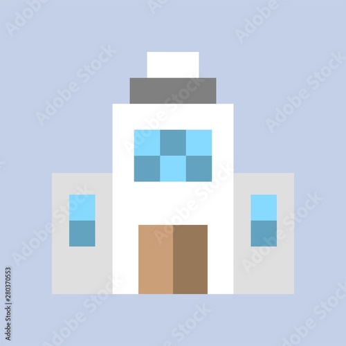 residential house property exterior view building flat design icon.