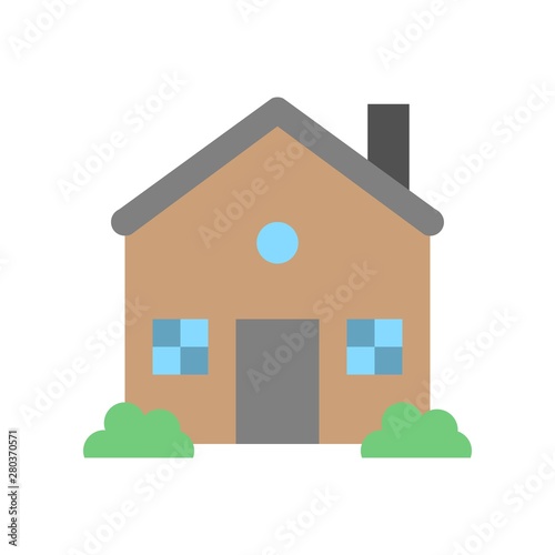 residential house property exterior view building flat design icon.