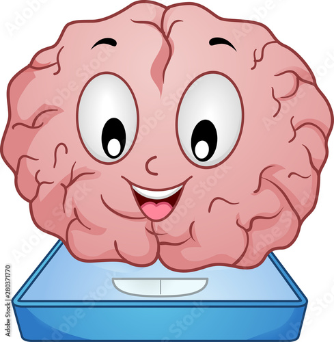 Mascot Brain Weighing Scale Illustration