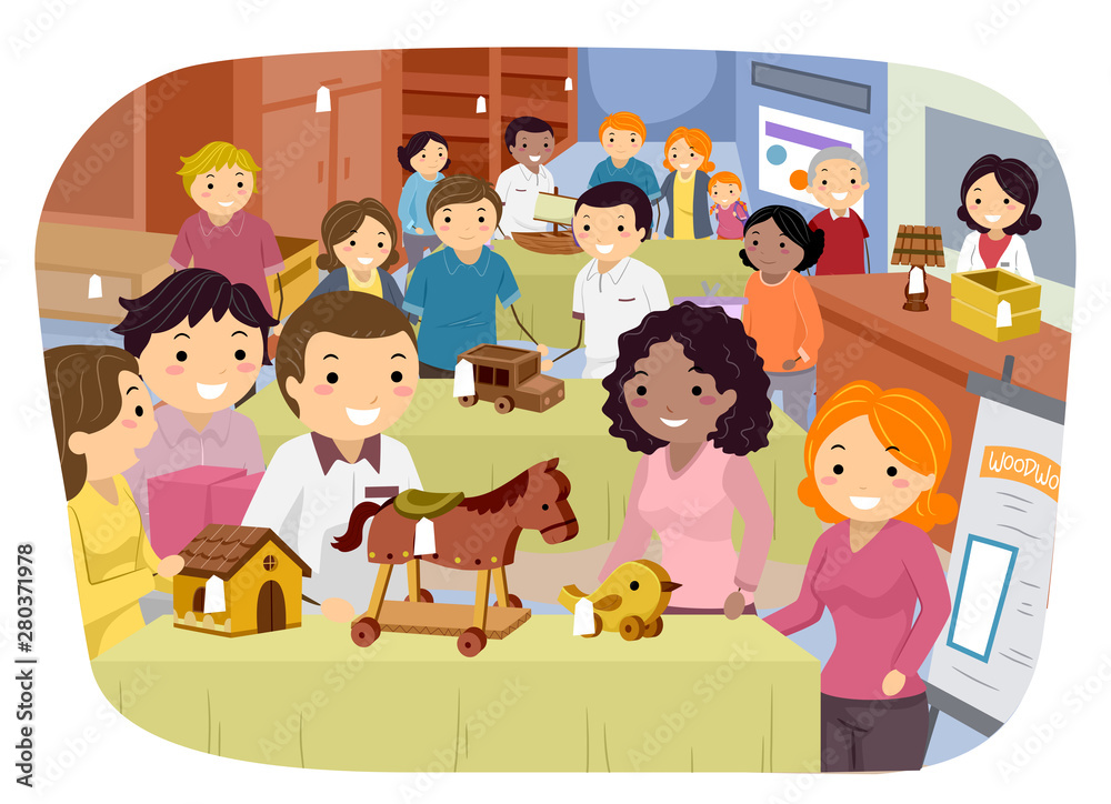 Stickman Group Woodwork Fair Illustration Stickman Group Woodwork Fair Illustration