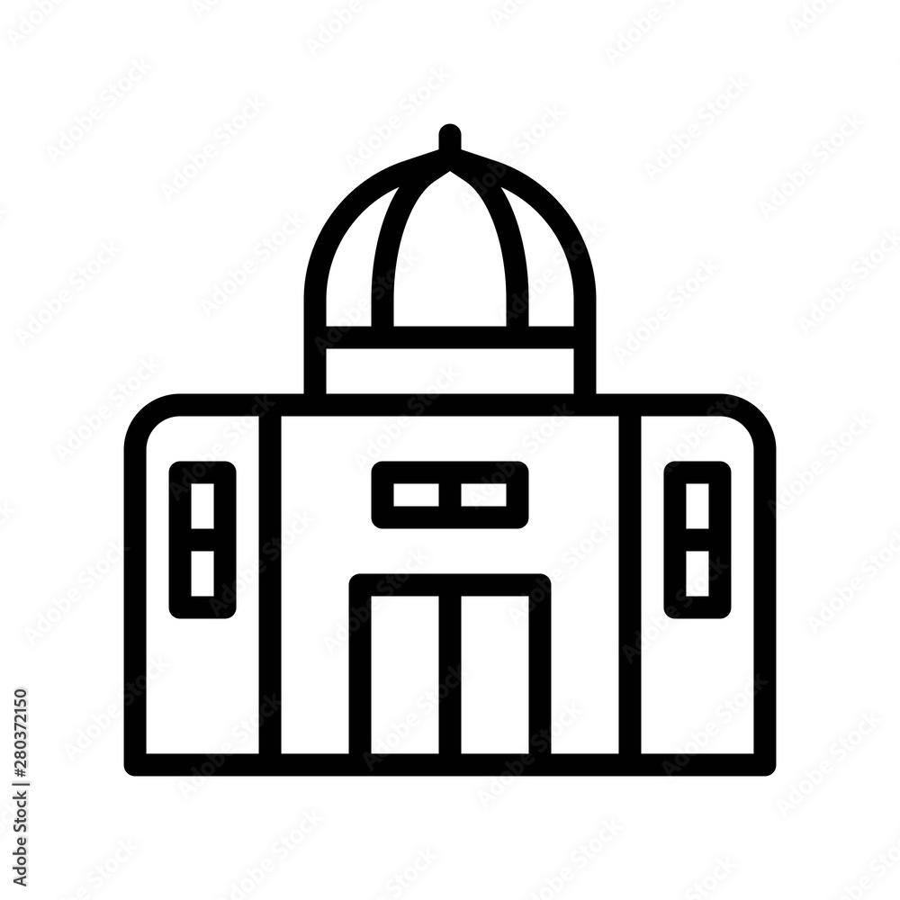 Obraz premium holly religious Islamic mosque for Muslims building editable outline icon.