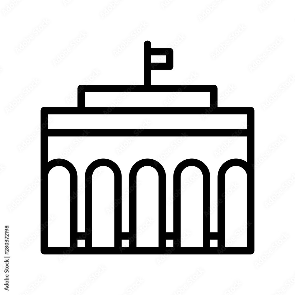 flat top bank entrance building editable outline icon. flat top bank entrance building editable outline icon.