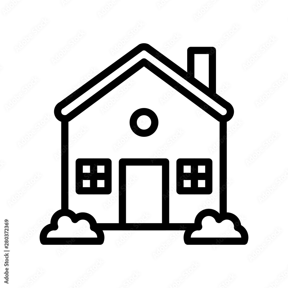 Fototapeta premium residential house property exterior view building editable outline icon.
