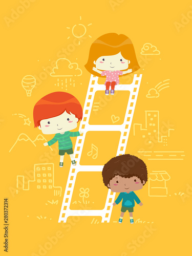 Kids Film Ladder Illustration