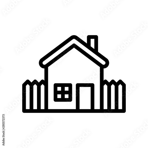residential house property exterior view building editable outline icon.