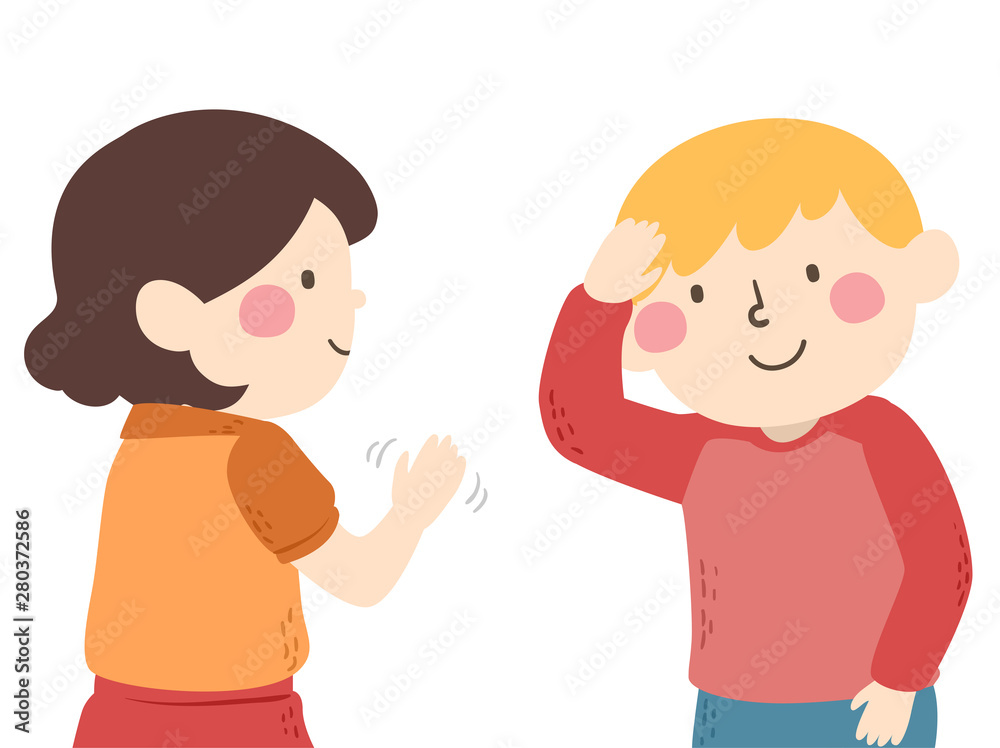 Kids Mute Talking Greeting Hello Illustration Kids Mute Talking Greeting Hello Illustration