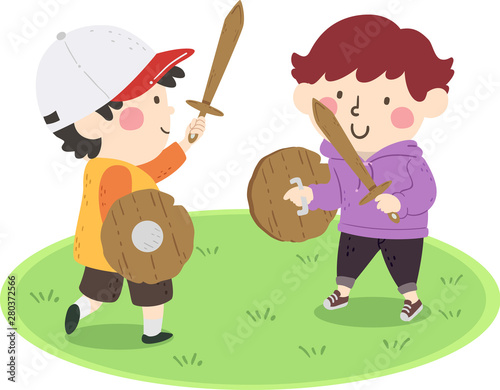 Kids Play Wooden Sword Shie...