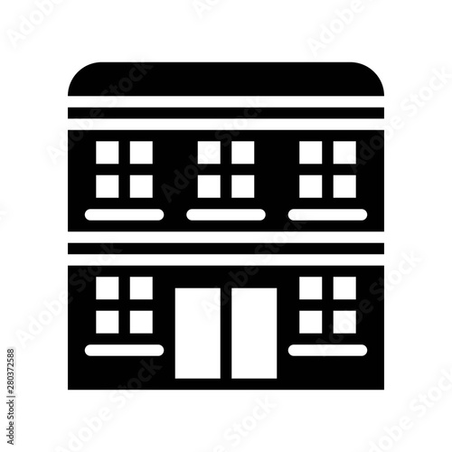 residential house property exterior view building solid black icon.