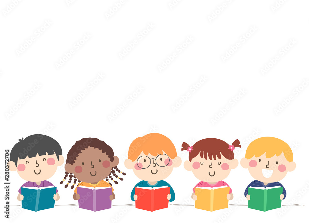 Kids Students Hold Book Illustration Kids Students Hold Book Illustration