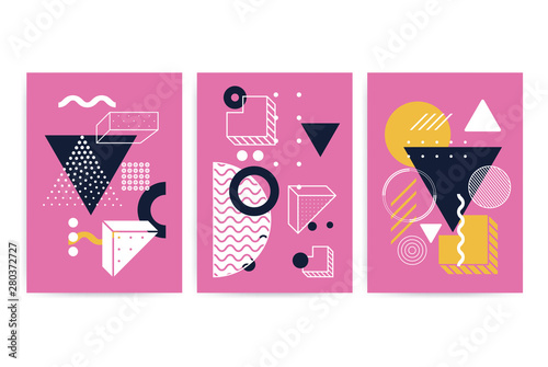Posters set with bright bold geometric elements