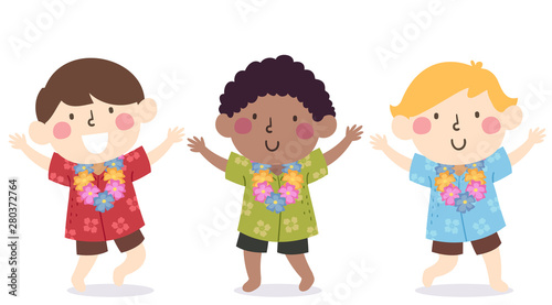 Kids Boys Hawaiian Dress Il...