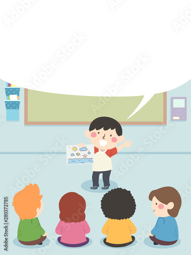 Kids Vacation Story Speech Bubble Illustration