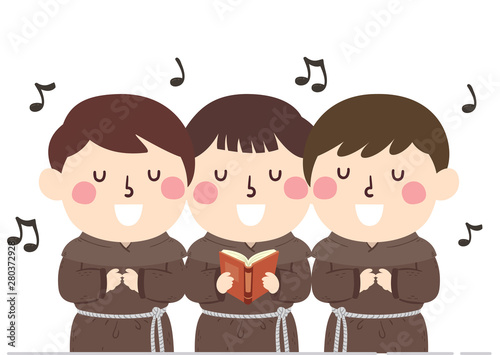Kids Monk Singing Illustration