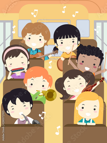 Kids Music Camp Bus Illustration