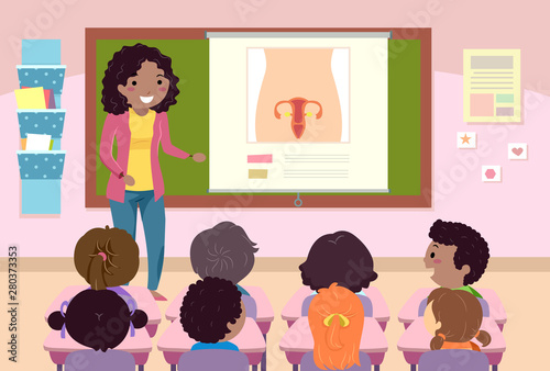 Stickman Kids Teacher Sex Education Female Organ