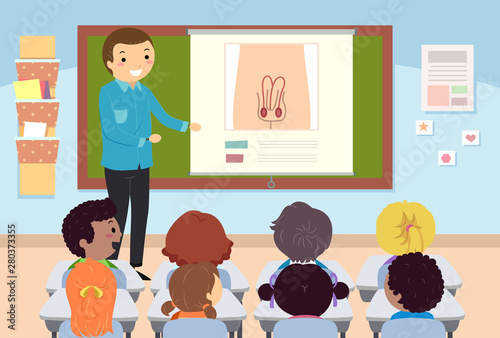 Stickman Kids Teacher Sex Education Male Organ