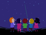 Stickman Kids Laser Point Stars Illustration