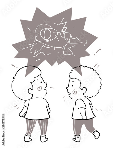 Kids Boy Agitated Argument Illustration