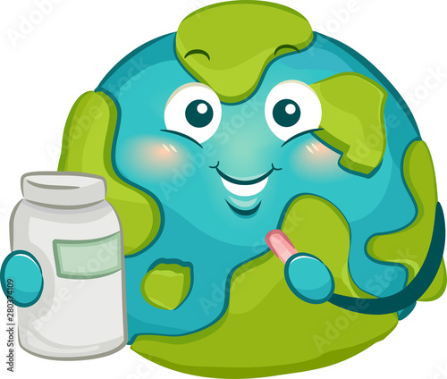 Mascot Big Earth Pills Illu...