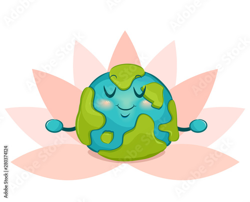 Mascot Big Earth Yoga Illus...