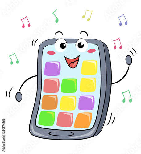 Touch Pad Sound Mascot Illu...