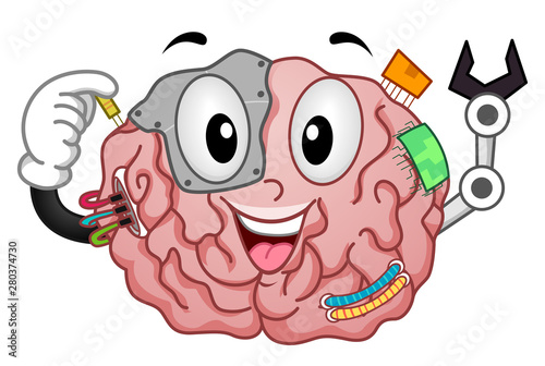 Brain Mascot Robotics Illus...