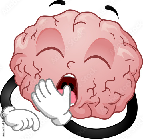 Brain Mascot Yawn Illustration