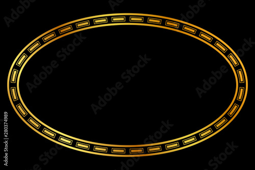 Simple Vector Golden Oval Frame for Certificate, Placard or other Element Design Related, at Black