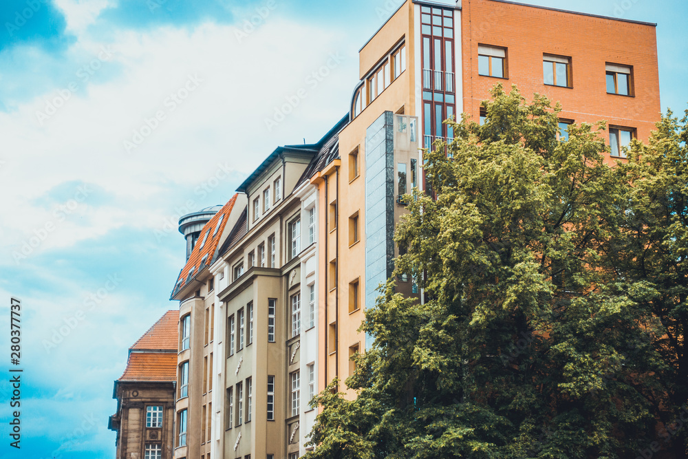 Fototapeta premium modern apartments with colorful facades