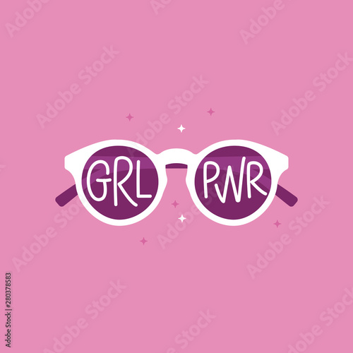 Vector illustration in simple style with hand-lettering phrase girl power