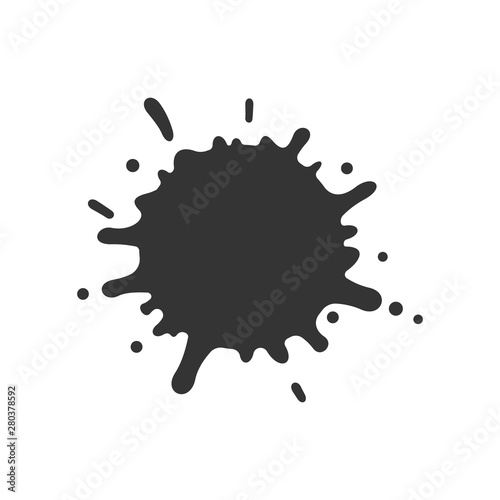 Black paint blot vector icon. Cartoon paint ink splashe.