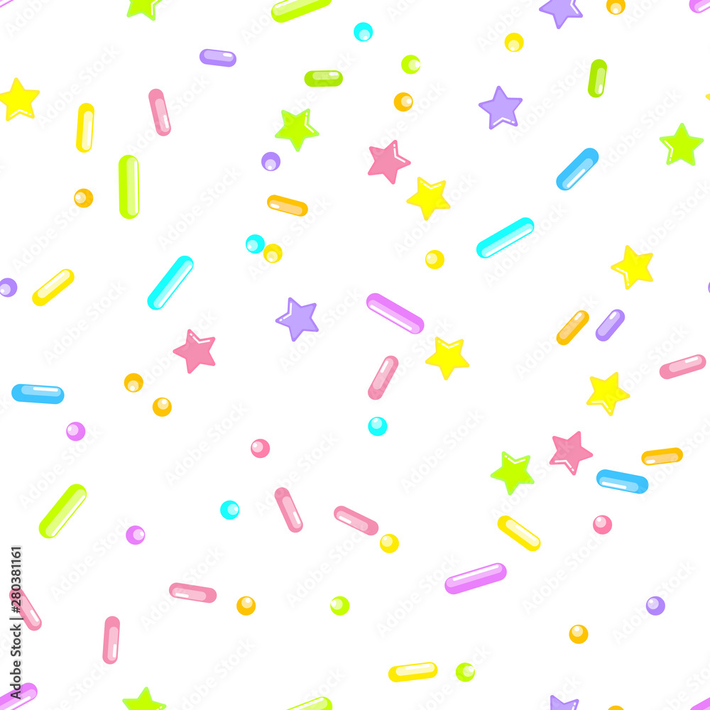 Sprinkle Cupcake Donut Topping. Seamless Pattern Sprinkle Cupcake Donut Topping. Seamless Pattern