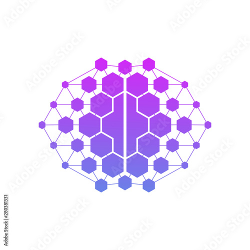 The brain with a modern form. Logo design for technology businesses
