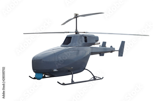 modern military unmanned helicopter isolated on white background