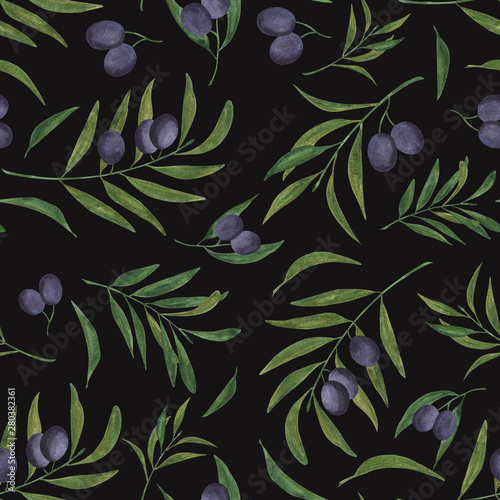 seamless pattern with black olives