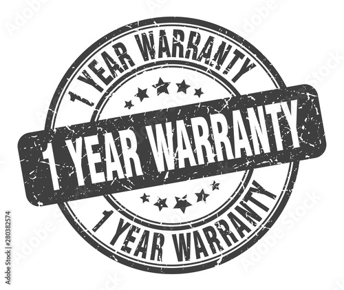 1 year warranty stamp. 1 year warranty round grunge sign. 1 year warranty