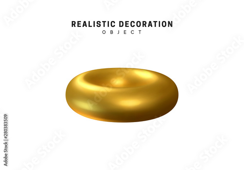 Isolated 3d object Shapes torus, bagel with hole, metal donut.